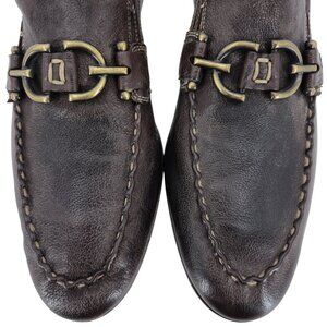 Donald J. Pliner Signature Bit Loafers Mens 9.5 Brown Pebble Leather Dress Shoes